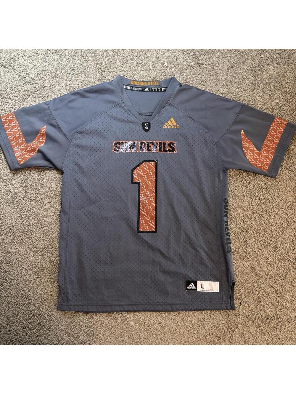 Adidas Arizona State Sun Devils Jersey Youth Large L #1 Grey Football ASU NCAA